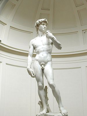The original David of Michelangelo; the statue...