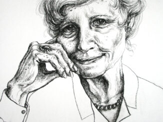 A pencil portrait of the author by the artist Emmi Smid