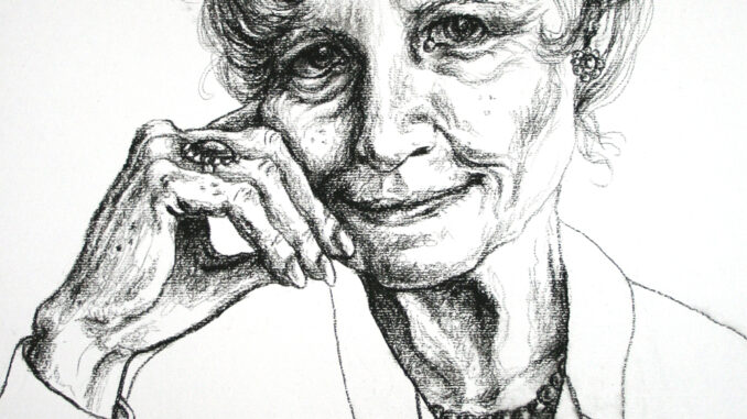 A pencil portrait of the author by the artist Emmi Smid