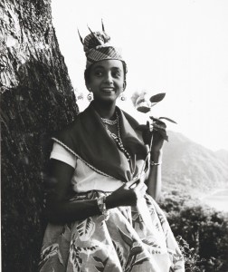  Edith Bellot wearing the traditional costume of Dominica, based on French eighteenth century fashion. 1961 The National Archives reference: INF 10/379  